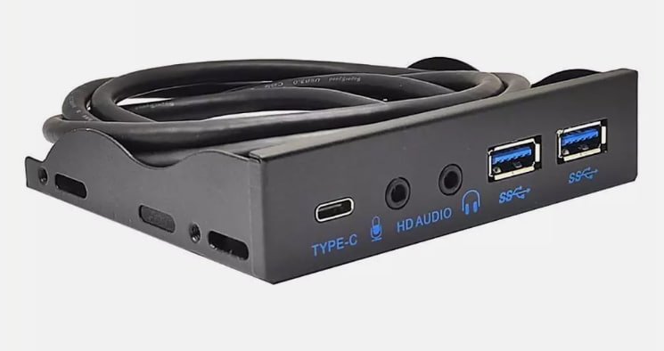 Panelowy HUB USB – 19Pin, 5-portowy, złącza USB 3.0 / USB 2.0 / USB-C