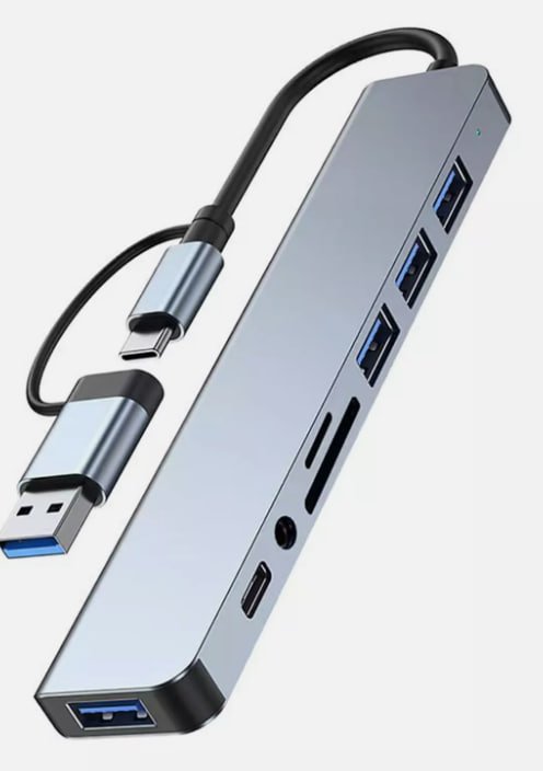 7/8-Portowy Adapter USB-C Hub – Wieloportowy Splitter o prędkości 5 Gb/s do PC, Laptopa i MacBooka (USA)