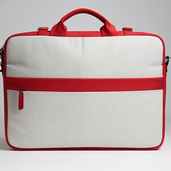 laptop bag red white