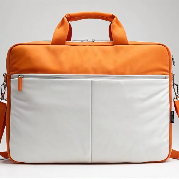 laptop bag orange white